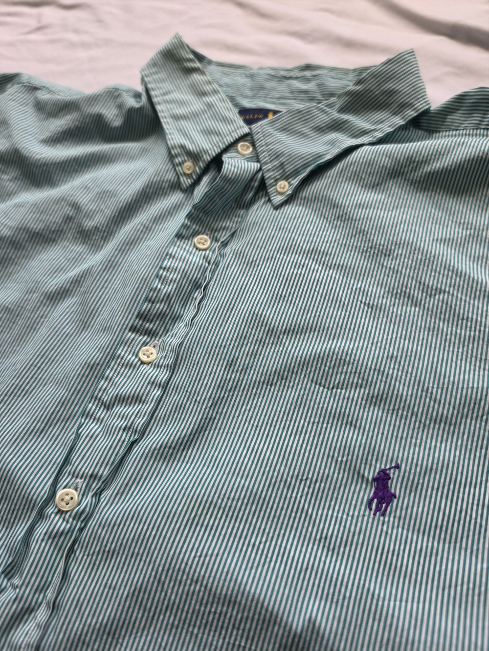 Ralph Lauren Classic Fit Button Down Shirt Mens 4XB Aquarium Stripe Long Sleeve